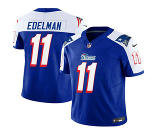 Men's New England Patriots #11 Julian Edelman Blue White 2023 FUSE Vapor Limited Stitched Jersey