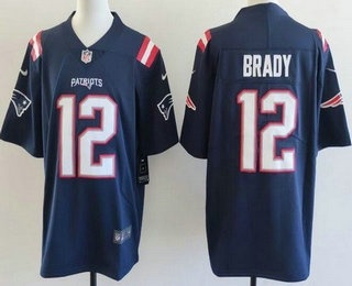 Men's New England Patriots #12 Tom Brady Limited Navy Vapor Jersey