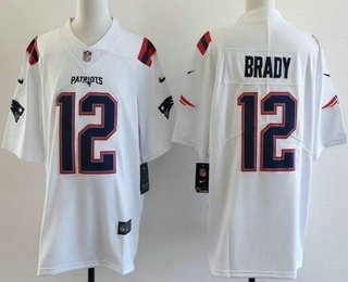Men's New England Patriots #12 Tom Brady Limited White Vapor Jersey