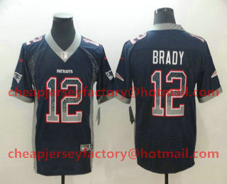 Men's New England Patriots #12 Tom Brady Navy Blue 2018 Fashion Drift Color Rush Stitched NFL Nike Limited Jersey