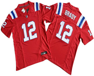 Men's New England Patriots #12 Tom Brady Red 2023 FUSE Vapor Limited Stitched Jersey