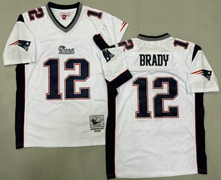 Men's New England Patriots #12 Tom Brady White Throwback Jersey