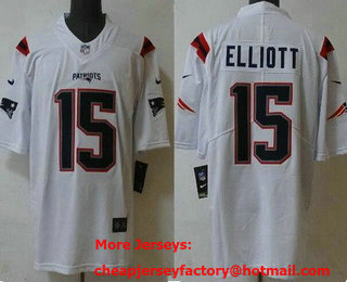 Men's New England Patriots #15 Ezekiel Elliott Limited White Vapor Jersey