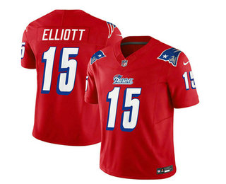 Men's New England Patriots #15 Ezekiel Elliott Red 2023 FUSE Throwback Limited Stitched Jersey