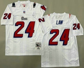 Men's New England Patriots #24 Ty Law White 1995 Throwback Jersey
