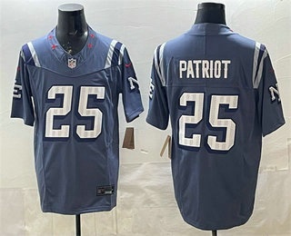 Men's New England Patriots #25 Patriot Limited Gray Rivalries FUSE Vapor Jersey