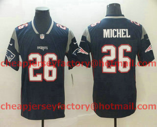 Men's New England Patriots #26 Sony Michel Navy Blue 2017 Vapor Untouchable Stitched NFL Nike Limited Jersey