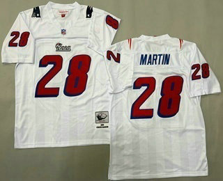 Men's New England Patriots #28 Curtis Martin White 1995 Throwback Jersey