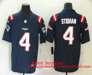 Men's New England Patriots #4 Jarrett Stidham Navy Blue 2020 NEW Vapor Untouchable Stitched NFL Nike Limited Jersey