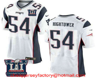 Men's New England Patriots #54 Dont'a Hightower White 2017 Super Bowl LI Champions Patch Stitched NFL Nike Elite Jersey