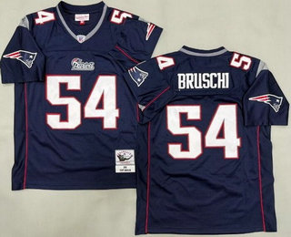 Men's New England Patriots #54 Tedy Bruschi Navy 1996 Throwback Jersey