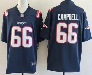 Men's New England Patriots #66 Will Campbell Limited Navy Vapor Jersey