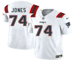 Men's New England Patriots #74 Caleb Jones White FUSE Vapor Limited Stitched Jersey