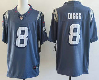 Men's New England Patriots #8 Stefon Diggs Limited Gray Rivalries FUSE Vapor Jersey
