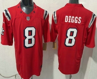 Men's New England Patriots #8 Stefon Diggs Limited Red Rivalries FUSE Vapor Jersey