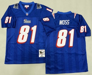 Men's New England Patriots #81 Randy Moss Ligth Blue 2007 Throwback Jersey