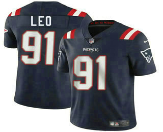 Men's New England Patriots #91 Titus Leo Navy Vapor Limited Stitched Jersey
