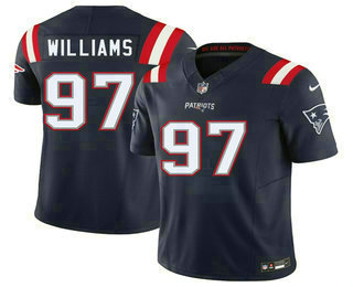 Men's New England Patriots #97 Milton Williams Navy FUSE Vapor Limited Stitched Jersey