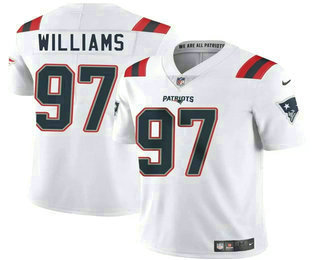 Men's New England Patriots #97 Milton Williams White Vapor Limited Stitched Jersey