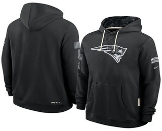 Men's New England Patriots Black 2026 Salute to Service Sideline Pullover Hoodie