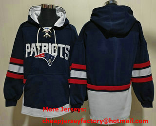 Men's New England Patriots Blank NEW Navy Blue Pocket Stitched NFL Pullover Hoodie
