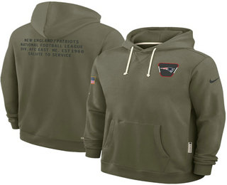 Men's New England Patriots Olive 2025 Salute to Service Pullover Hoodie