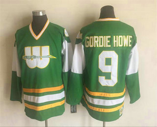 Men's New England Whalers #9 Gordie Howe Green Stitched 1978 CCM Vintage Hockey Jersey