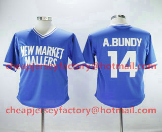 Men's New Market Mallers #14 Al Bundy Blue Stitched Baseball Jersey