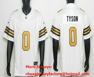 Men's New Orleans Saints #0 Jordyn Tyson Limited White Alternate FUSE Vapor Jersey