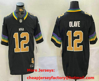 Men's New Orleans Saints #12 Chris Olave Black 2024 FUSE Vapor Limited Stitched Jersey
