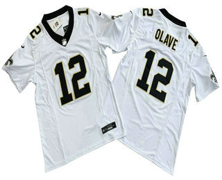 Men's New Orleans Saints #12 Chris Olave White 2023 FUSE Vapor Stitched Jersey