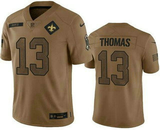 Men's New Orleans Saints #13 Michael Thomas Limited Brown 2023 Salute To Service Jersey