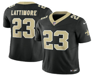 Men's New Orleans Saints #23 Marshon Lattimore Black 2023 FUSE Vapor Limited Stitched Jersey