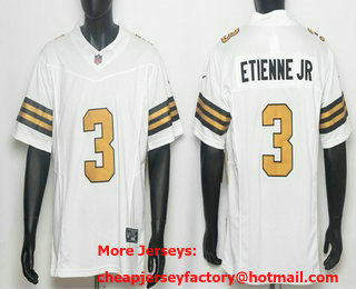 Men's New Orleans Saints #3 Travis Etienne Jr Limited White Alternate FUSE Vapor Jersey