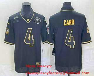 Men's New Orleans Saints #4 Derek Carr Black Gold 2020 Salute To Service Stitched NFL Nike Limited Jersey