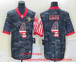 Men's New Orleans Saints #4 Derek Carr USA Camo 2020 Salute To Service Stitched NFL Nike Limited Jersey