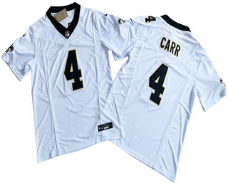 Men's New Orleans Saints #4 Derek Carr White 2023 FUSE Vapor Untouchable Stitched Jersey