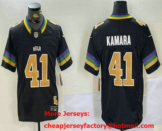 Men's New Orleans Saints #41 Alvin Kamara Black 2024 FUSE Vapor Limited Stitched Jersey