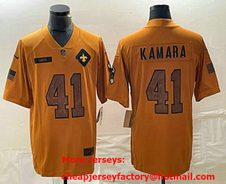 Men's New Orleans Saints #41 Alvin Kamara Brown 2023 Salute To Service Limited Stitched Jersey