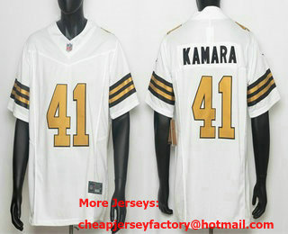 Men's New Orleans Saints #41 Alvin Kamara Limited White Alternate FUSE Vapor Jersey
