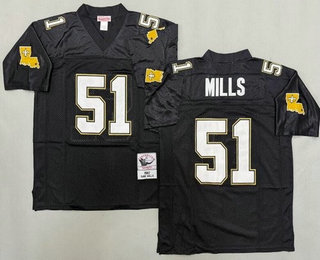 Men's New Orleans Saints #51 Sam Mills Black 1987 Throwback Jersey