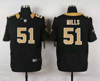 Men's New Orleans Saints #51 Sam Mills Black Team Color Stitched NFL Nike Elite Jersey