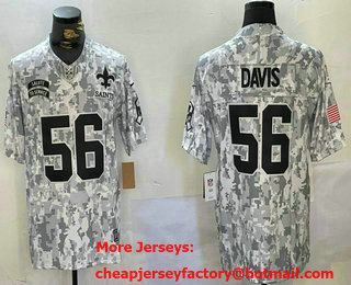 Men's New Orleans Saints #56 Demario Davis Arctic Camo 2024 FUSE Salute to Service Limited Stitched Jersey