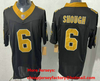 Men's New Orleans Saints #6 Tyler Shough Limited Black FUSE Vapor Jersey