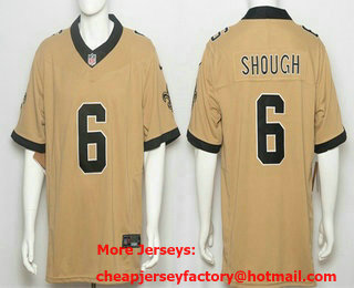 Men's New Orleans Saints #6 Tyler Shough Limited Gold Alternate FUSE Jersey