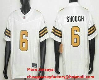 Men's New Orleans Saints #6 Tyler Shough Limited White Alternate FUSE Vapor Jersey