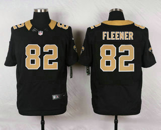 Men's New Orleans Saints #82 Coby Fleener Black Team Color Stitched NFL Nike Elite Jersey