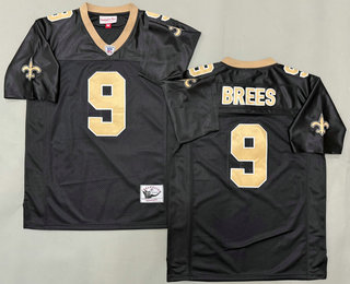 Men's New Orleans Saints #9 Drew Brees Black Throwback Jersey