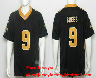 Men's New Orleans Saints #9 Drew Brees Limited Black FUSE Vapor Jersey