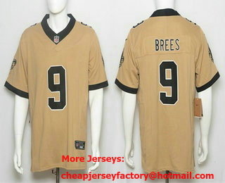 Men's New Orleans Saints #9 Drew Brees Limited Gold Alternate Vapor Jersey